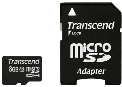 Transcend microSDHC 8 GB Class 10 + SD adapter